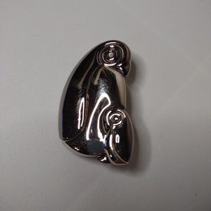 Dark Silver Tone Metal Penguin Brooch